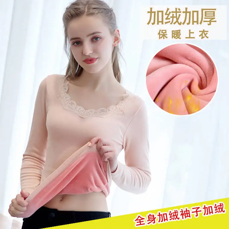 Полностью плюшевое термобелье Женский утепленный плюшевый цельный топ