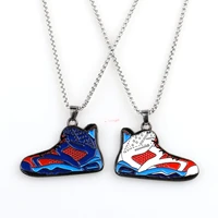sneakers keychain basketball sports shoes keychain lanyard metal sneakers keyring decoration pendant double sided keychain