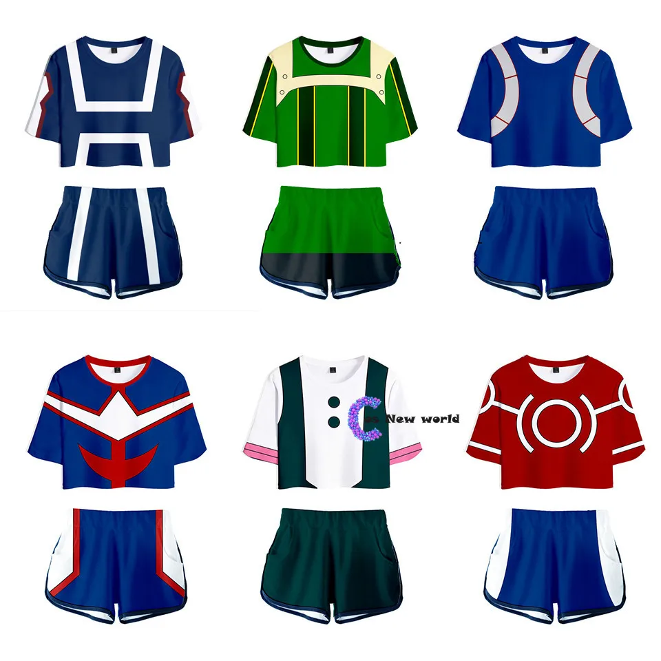 

Girl MHA My Hero Academy Cosplay Costume Ochaco Uraraka Asui Tsuyu Summer Skirt Plus Size Todoroki Shoto Bakugou Katsuki Suits