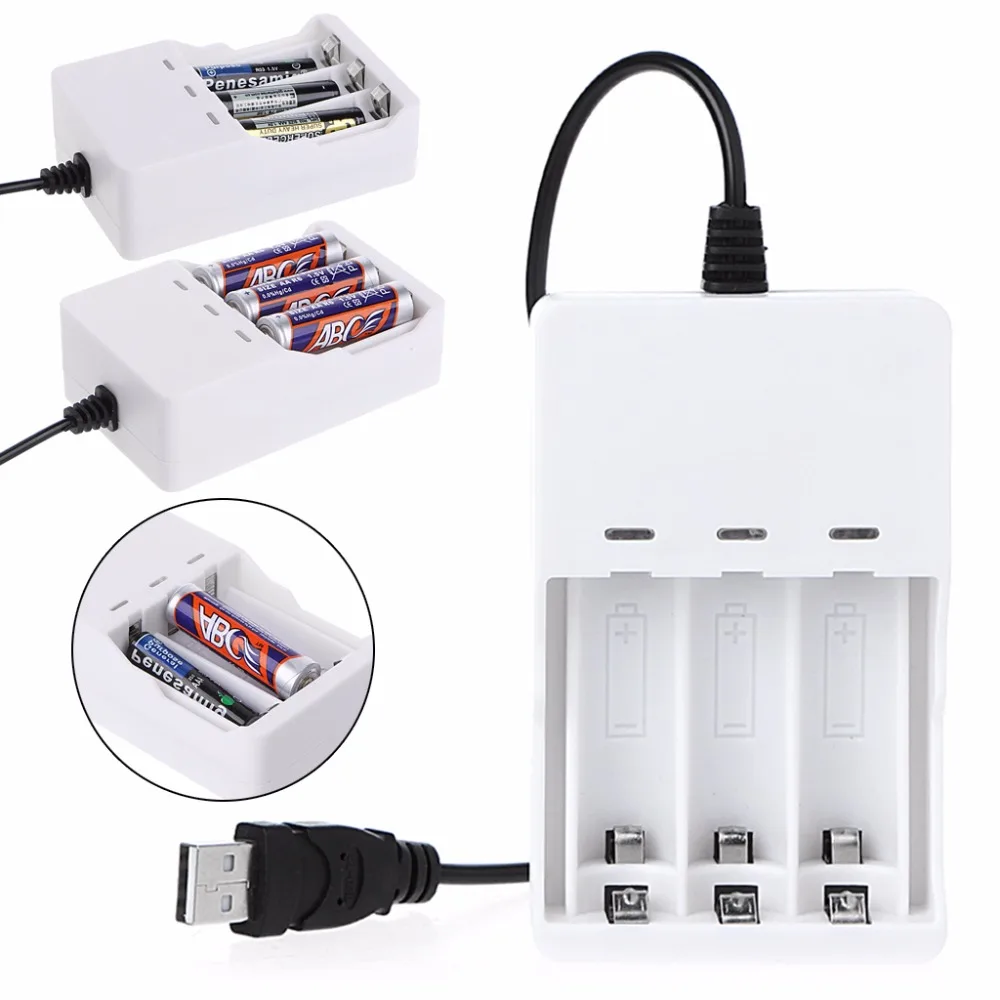 Универсальное интеллектуальное зарядное устройство USB 1 2 в с 3 слотами AA/AAA Ni MH