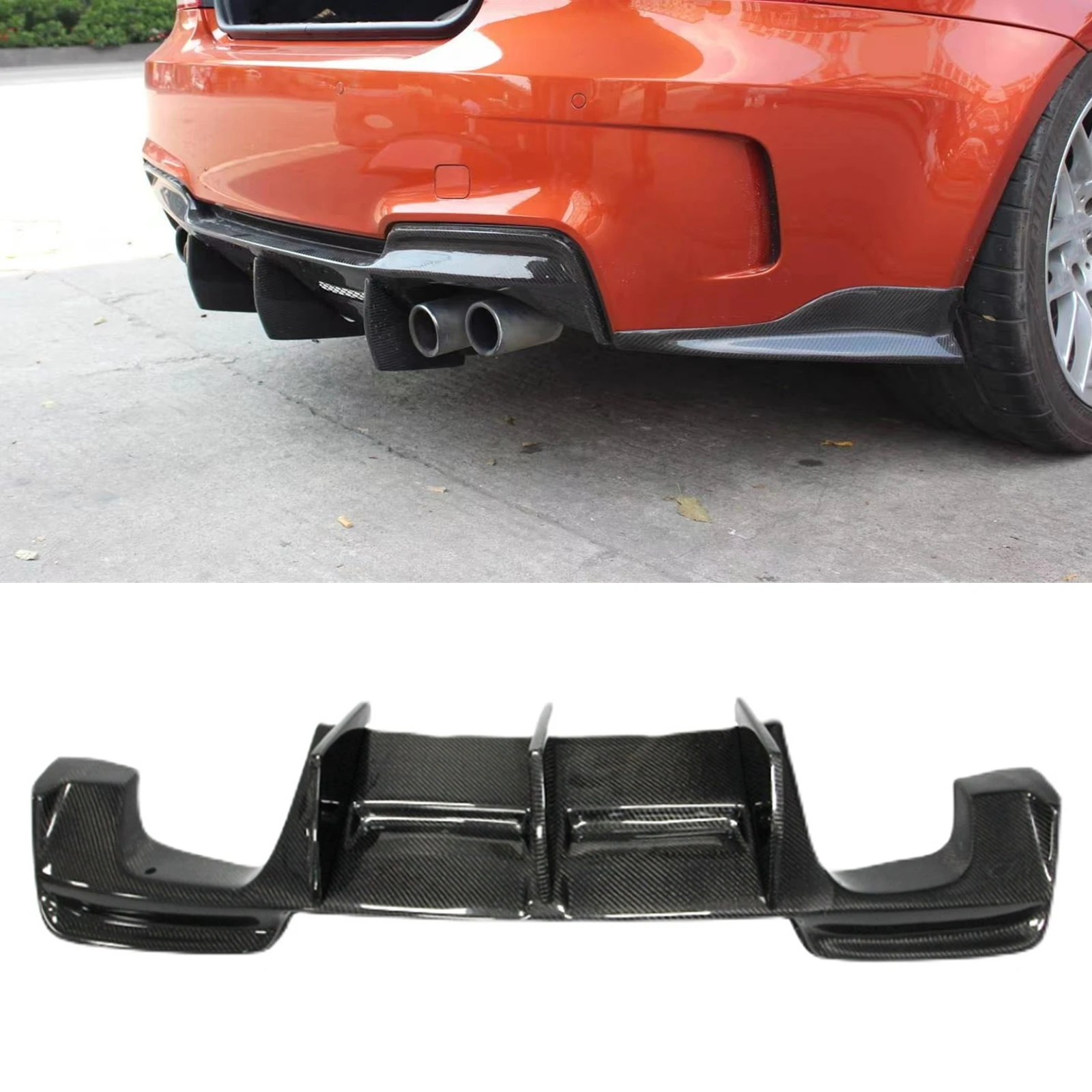 

Rear Bumper Diffuser For BMW E82 1M 2011-2013 RZ Style Real Carbon Fiber Car Exhaust Guard Spoiler Plate Boot Splitter Lip Board