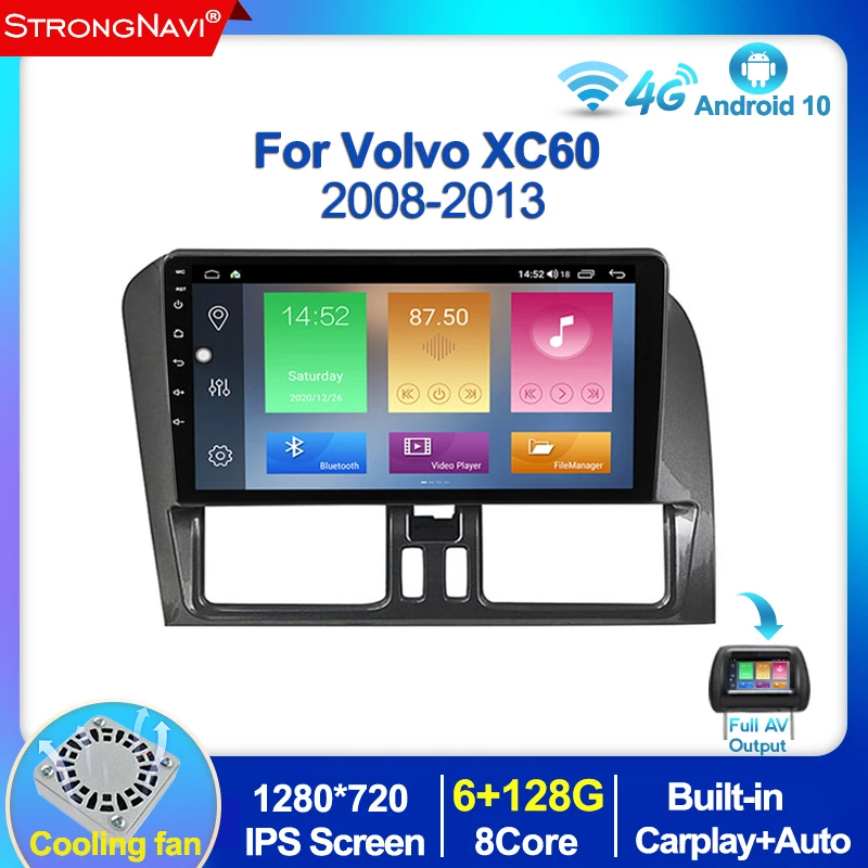 2Din Android 10 автомобильный мультимедийный плеер для Volvo XC60 2008 2017 GPS Радио Стерео 1280*720