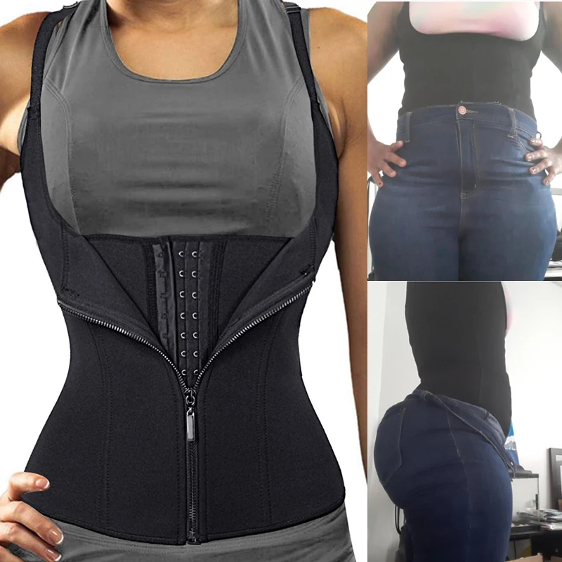 

Miss Moly Women's Underbust Strap Zipper Underbust Waist Trainer Sprial Steel Boned Body Cincher Shaper Shapewear Black S-3XL