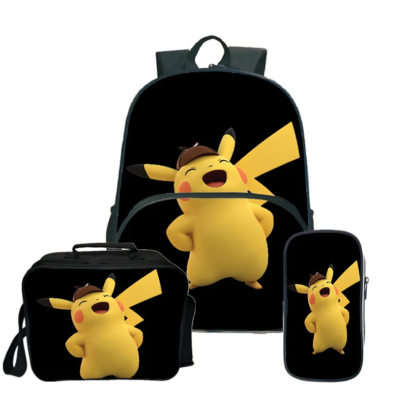 Pokemon Pikachu Kawaii рюкзак Пенал Школьный рюкзак для подростков девочек мальчиков рюкзак для ланча 3 шт./компл. детский дорожный рюкзак