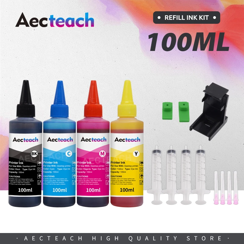 

Aecteach new 100ML Refill Ink Kit for Epson for Canon for HP for Brother Printer CISS Ink Refillable Printers Dye Ink Bottle