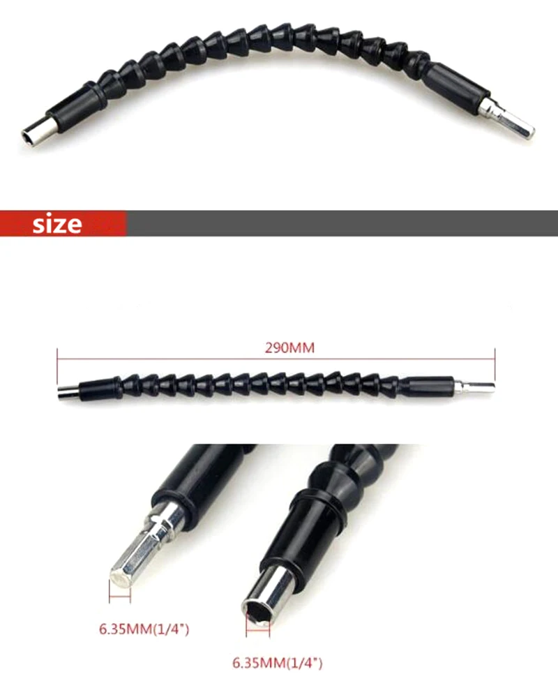 

Upgrade 295mm Screwdriver Bend Universal Adapter Extension Rod Drill Bit Flexible Shaft (No Drill) Electrical Tool Accessories B