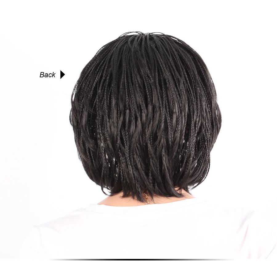 Alileader New Short Box Braids Wigs Bob Synthetic Wig Shoulder-Length For Black Women Breathable Natural | Шиньоны и парики