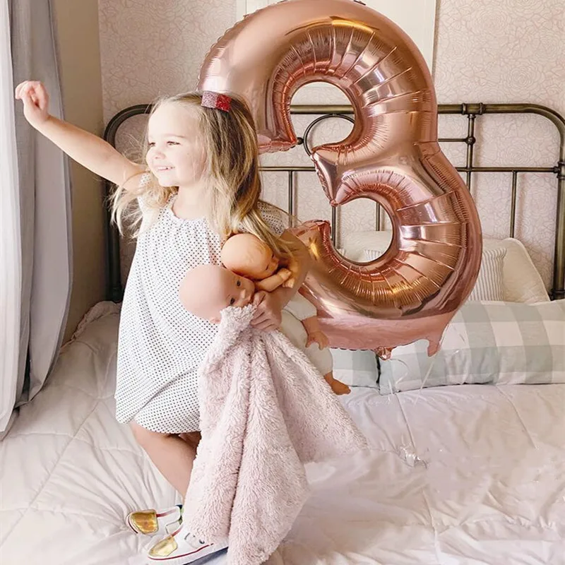 

1pc 40 inch rose Gold Silver Aluminium Foil Number Balloons 0-9 Birthday Wedding Engagement Party Decor Globo Kids Ball Supplies