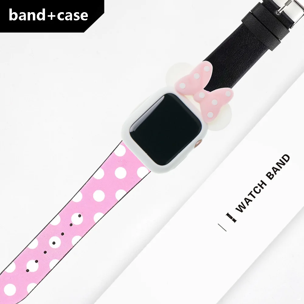 Ремешок для apple watch band 42 мм Натуральная кожа apple watch аксессуары 40 мм iwatch 4 полосы 44 мм 38 мм Микки корпус для мыши женщина - Цвет ремешка: 2