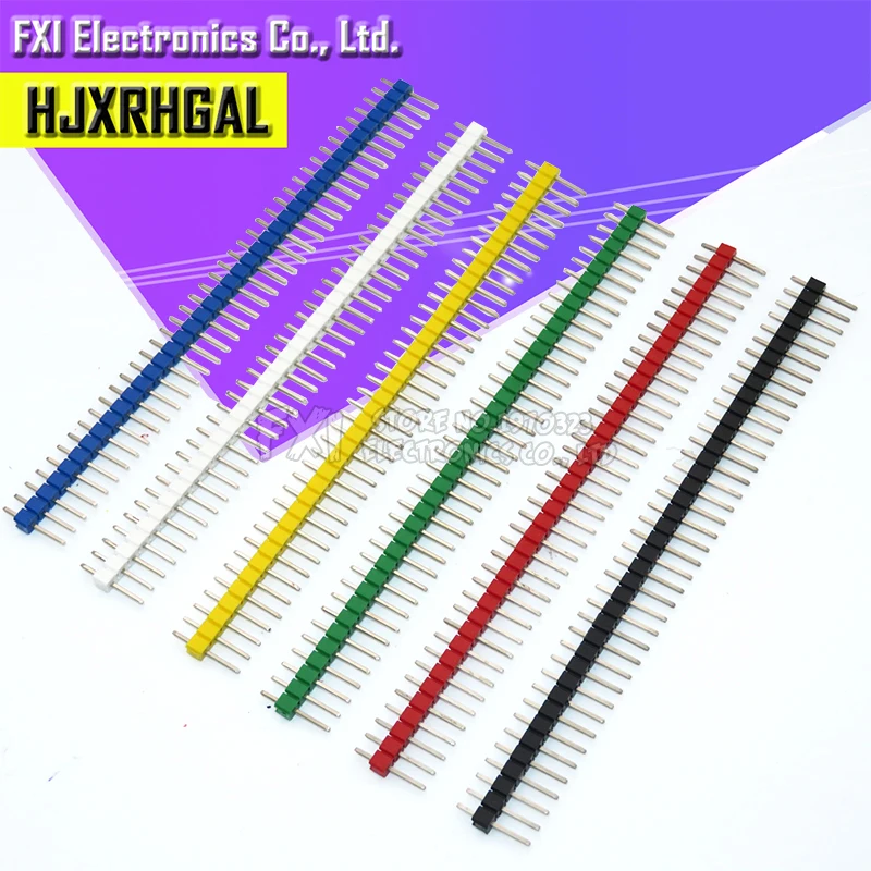30 шт. (6 цветов каждый 5 шт.) контактный разъем Мужской 2 54 мм Шаг полосы однорядные 40