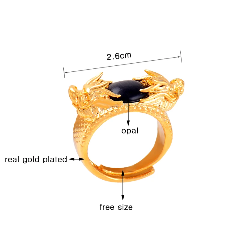 SINLEERY роскошные кольца с рисунком дракона Желтое золото овальное черное зеленое