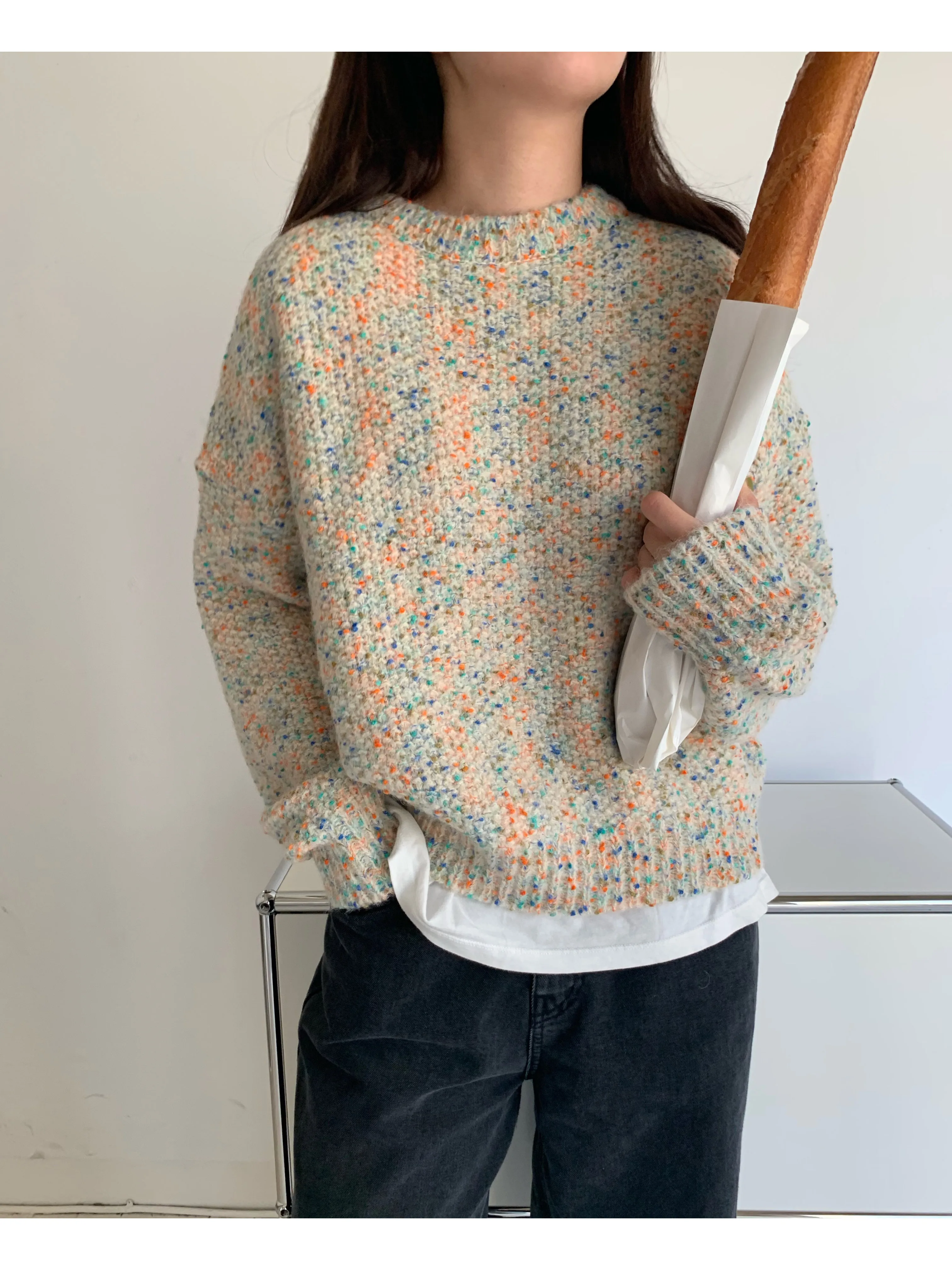 

Yocalor O-Neck Multicolor Warm Knitted Sweater Women Chic Autumn Loose Casual Pullover Soft Simple All-match Femme Tops 1F700