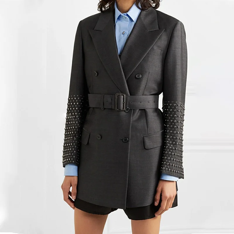 Высококачественная Новая мода 2019 Дизайнерская куртка Женский полосный пояс