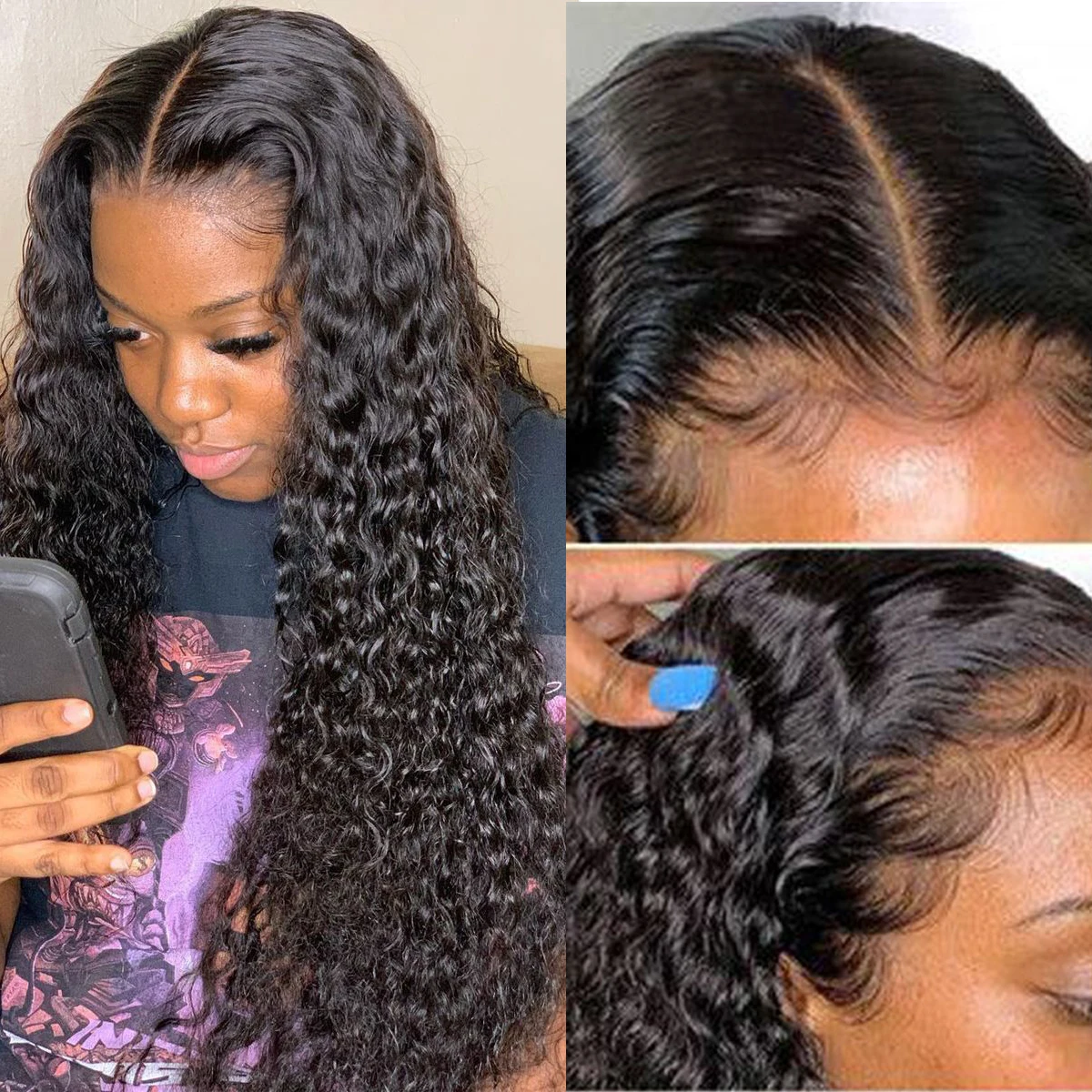 30 дюймов Волнистые Синтетические волосы на кружеве парик человеческих волос