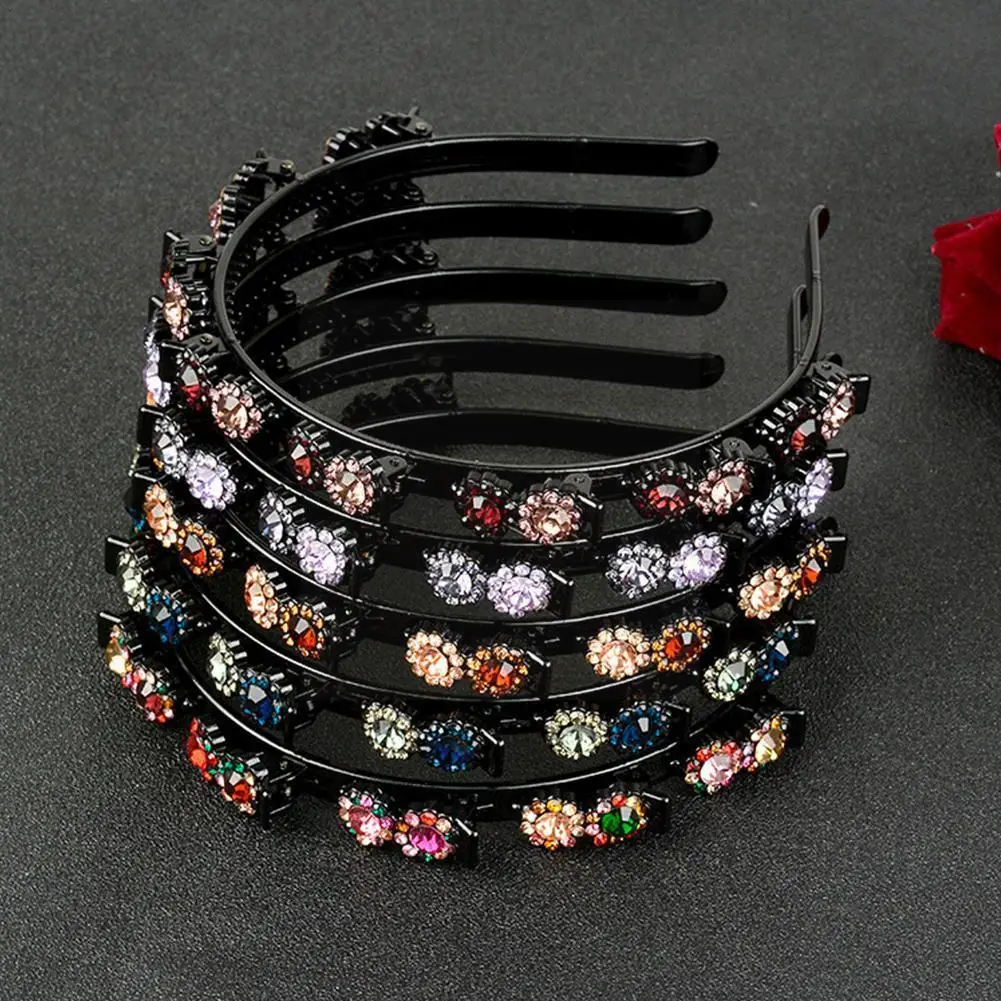 Обруч для волос с кристаллами и цветами черные модные женские аксессуары зажим