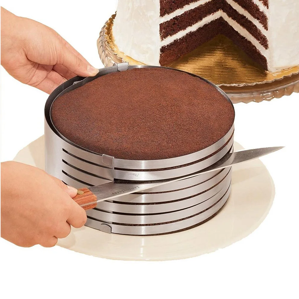 

9-12inch Stainless Steel Adjustable Layer Cake Slicer Kit Mousse Mould Slicing Cake Setting Ring DIY Bakeware Tools Cake Tools