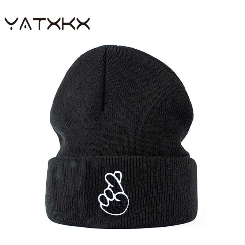 

Вязаная шапка с вышивкой [YaTxKx], шапки для теплой зимы, унисекс, хип-хоп, шапка для мужчин, шапки для шапки