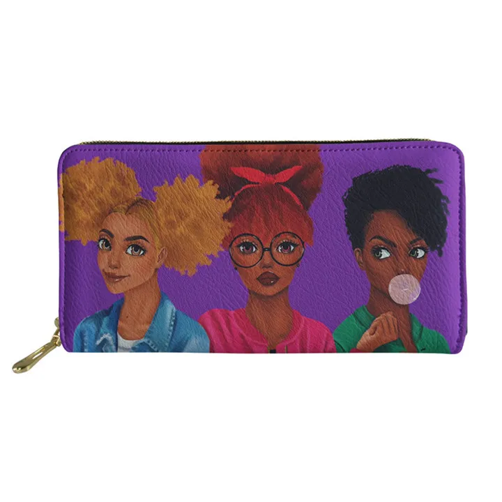 Nopersonality черные женские кожаные кошельки в Африканском и американском стиле Art Afro кошелек для девочек длинный женский держатель для кредитных карт Сумочка розовая - Цвет: Z5254Z21