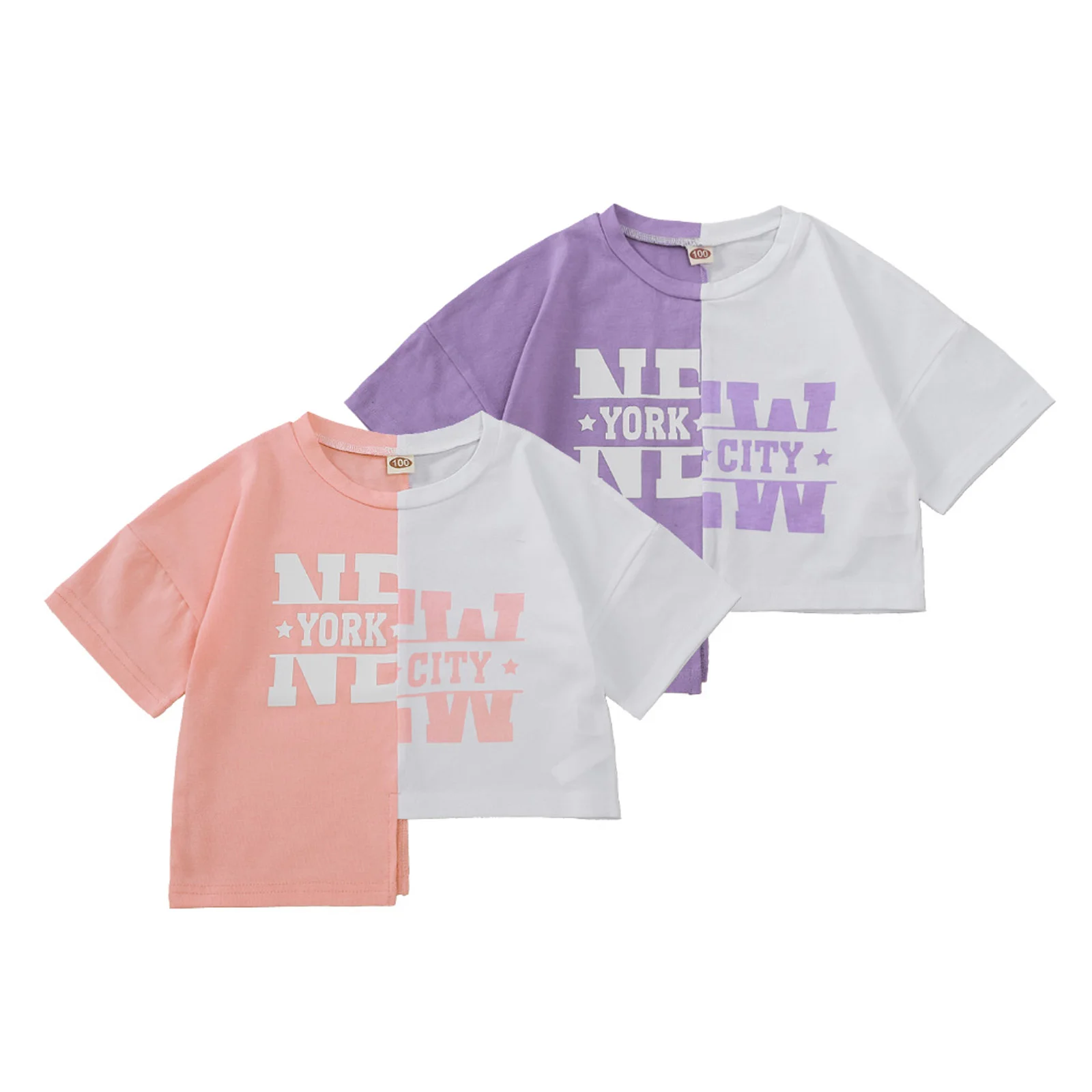 

Pudcoco От 2 до 7 лет, детская одежда для маленьких девочек модные Цвет блок костюм (футболка с принтом с буквами Стильные повседневные летние то...