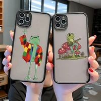 cartoon mr frog phone case is suitable for iphone 8 7 6 6s plus x se 2020 xr 11 12 pro xs max frosted frosted phone case