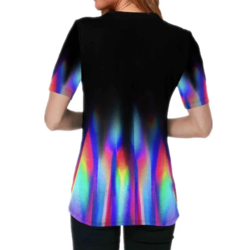 

3D Gradient Print Short Sleeve Women T Shirt Summer Oversize Loose Casual Tee Tops Ladies Streetwear Plus Size Fashion Tshirt