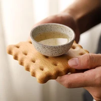 new biscuit shape table pad wooden insulation placemat cup bowl mat home decor durable cookies pattern coaster kitchen tool