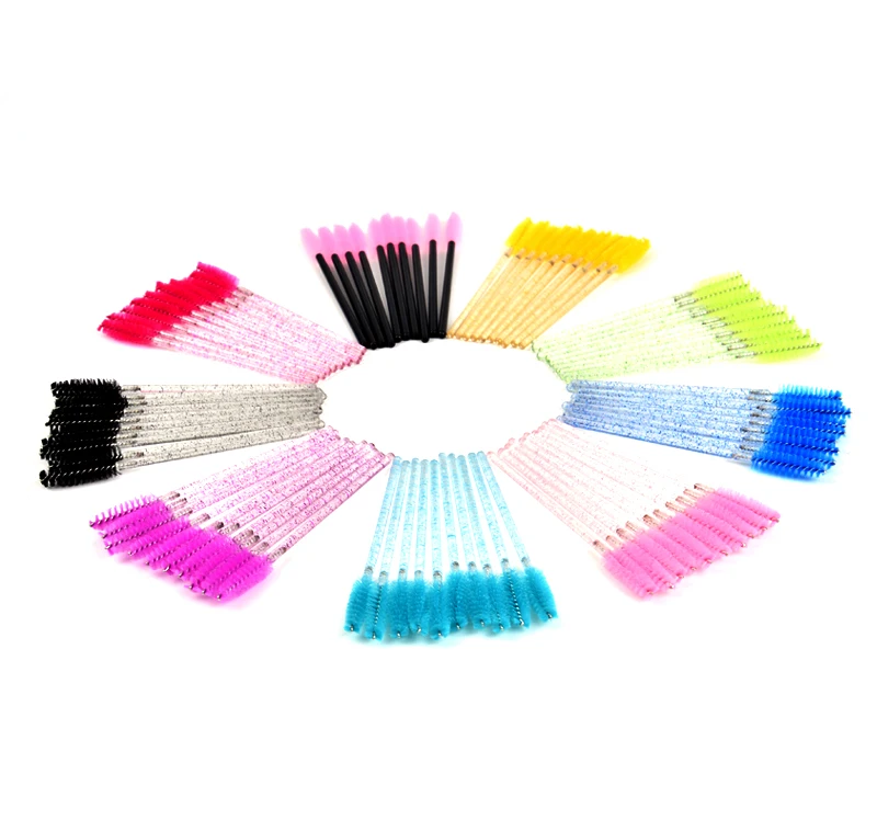 

WUF Disposable Crystal Eyelash Brush Comb 10Pcs/Pack Eye Lashes Extension Mascara Wands Makeup Professional Beauty Tool