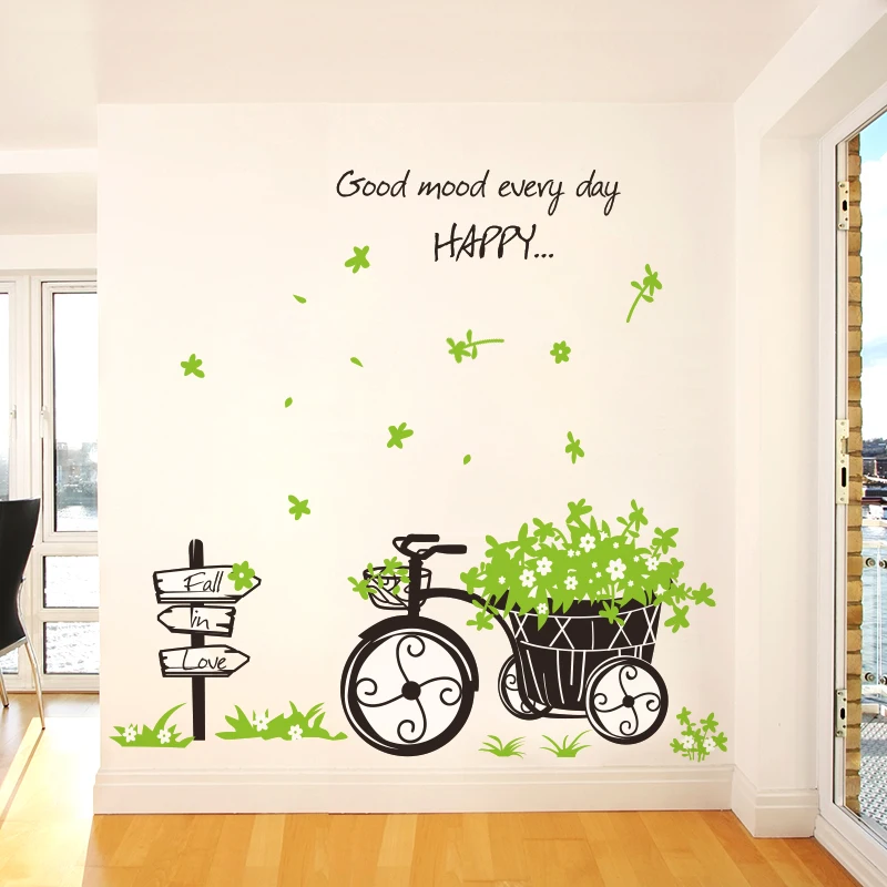 [Shijuekongjian] Festooned Наклейка на стену автомобиля DIY Сельский стиль трехколесный