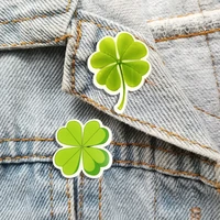 cute womens brooches vintage pins for backpacks cartoon acrylic four leaf clover jewelry badges shirt scarf hat accessories
