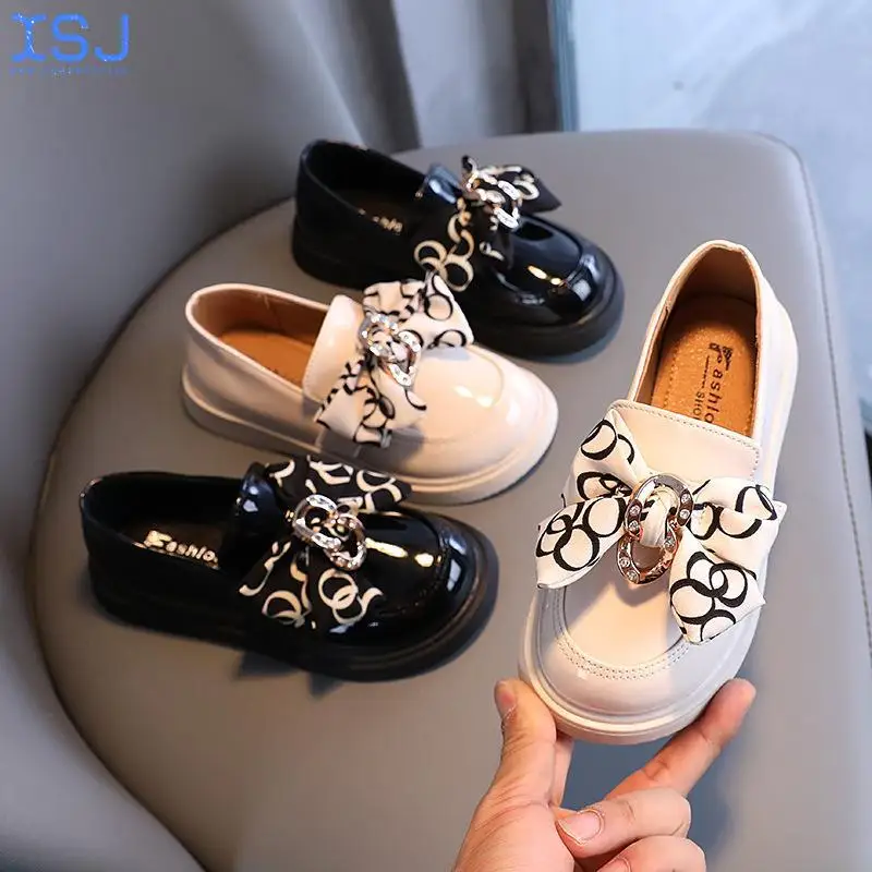

Spring and Autumn New Girls Princess Small Leather Shoes Fashion Little Girl British Style Black Single Shoes Student Shoes