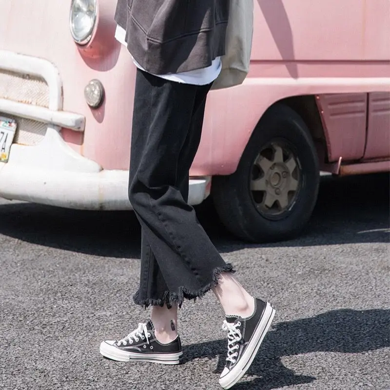 

Wide Leg Jeans Women BF Style Harajuku Basic Spring Denim Ladies Trouser College Casual Trendy All-match Ankle-length Femme Jean