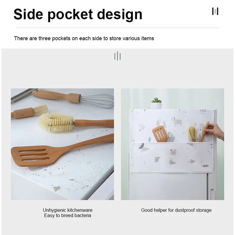 

Printed Refrigerator Cover Waterproof Storage Bag Dust Cover Household Refrigerator Top Cover Hanging Bag Cover Towel