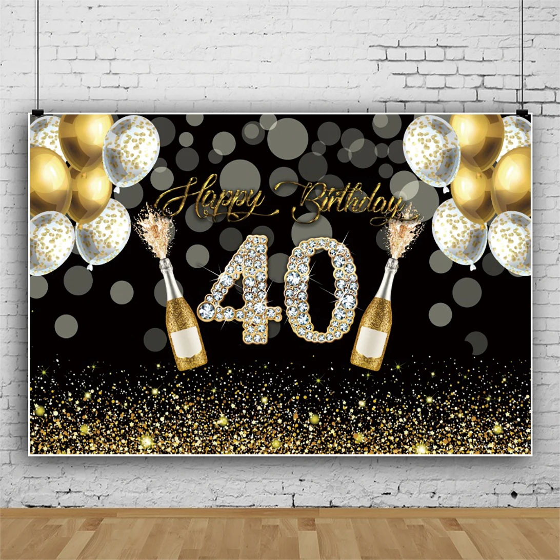 

Laeacco торжества 40th День рождения постер индивидуальный портрет золотые шары горошек фото фон для фотосъемки