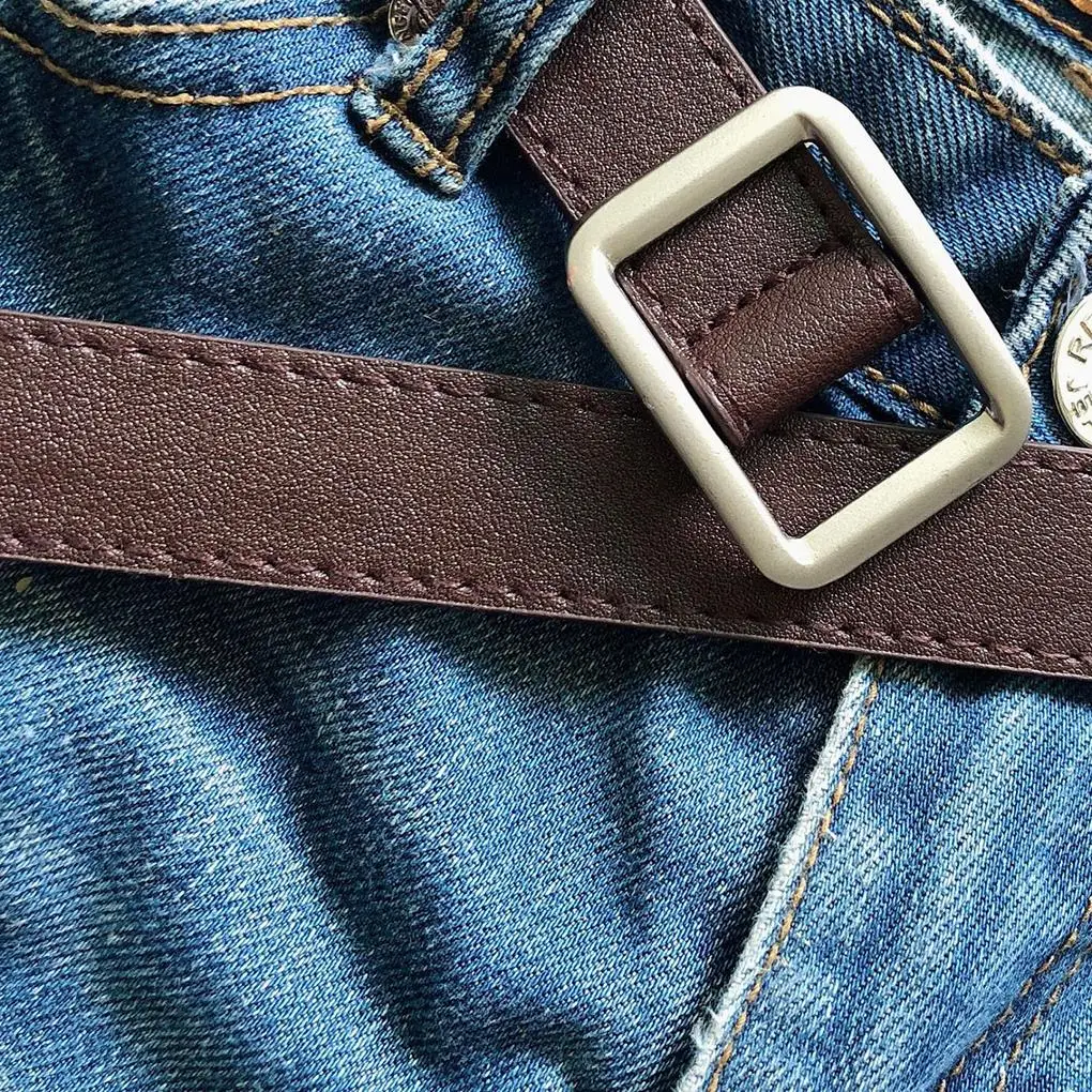 Квадратный модный пояс ремень без отверстий пряжка Ретро стиль женский кожаный