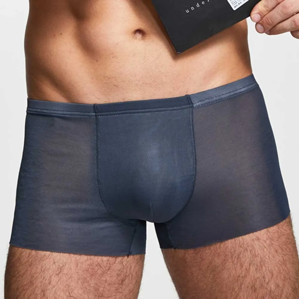 

Мужские сексуальные ледяные шелковые брифы с карманом Мужское нижнее белье шорты U-образные выпуклые трусы боксеры