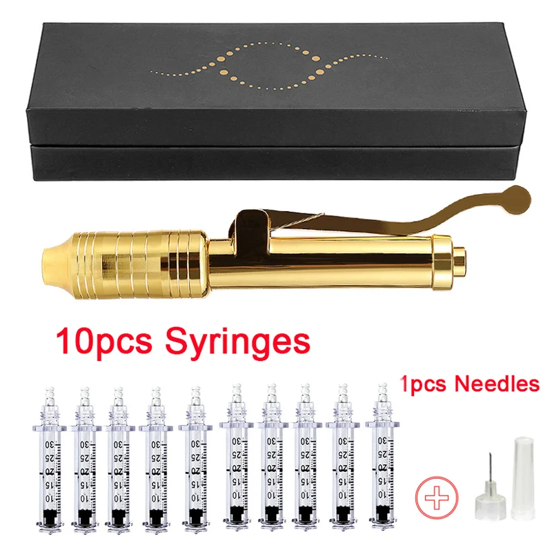 

24K Lips Hyaluron Pen 0.3ml Hyaluron Injection Gun Wrinkle Removal Water Hyaluronic Acid Pen High Density Metal Hyaluronique Pen