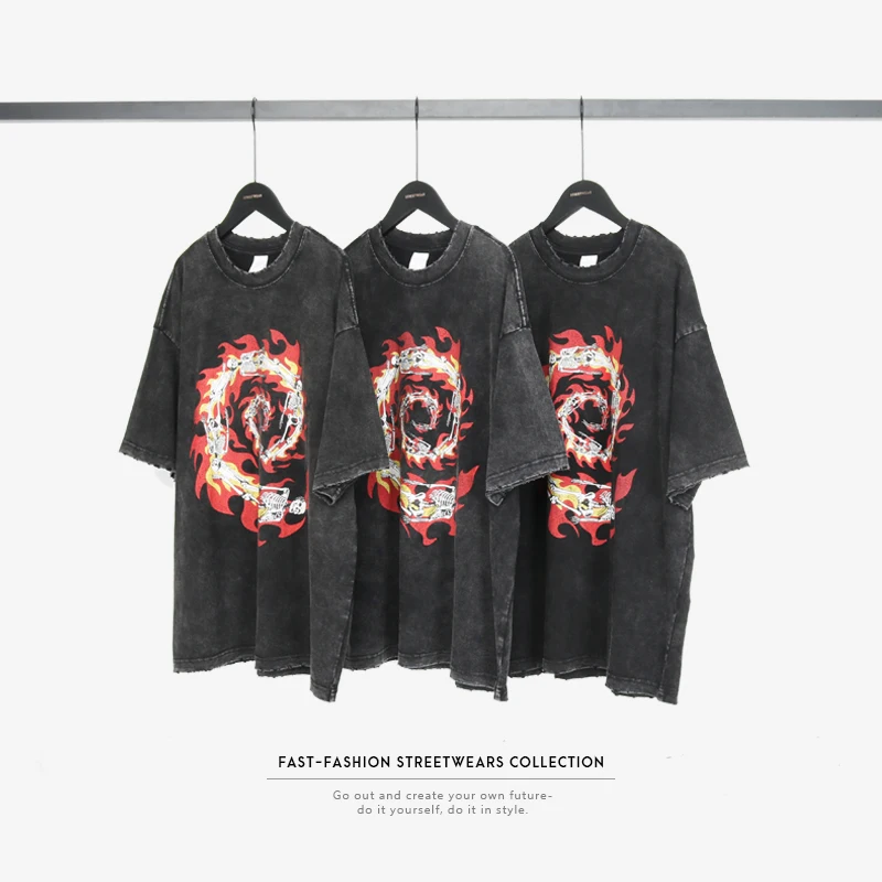 Мужская футболка в стиле хип хоп уличная одежда из чистого хлопка ретро с
