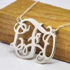 Оптовая Продажа Персонализированные 3 ожерелье из стерлингового серебра вырезанные монограммы кулон на заказ табличка ювелирные изделия Воротник Подарок