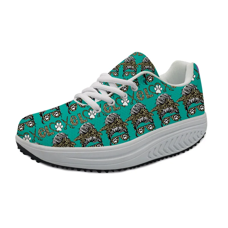 

FORUDESIGNS Spring/Autumn Women Swing Shoes Dog Groomer Leopard Design Casual Girl's Height Increasing Platform Sneakers Zapatos
