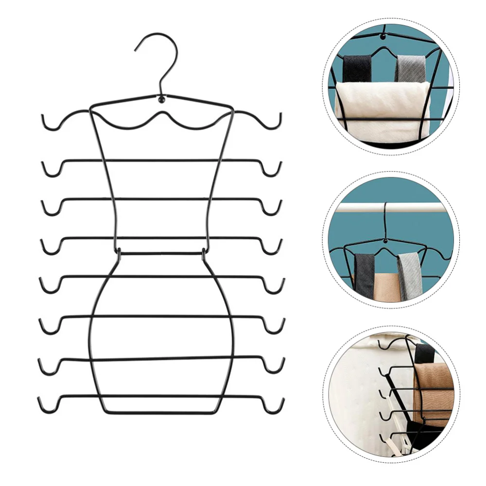 

1Pc Home Underwear Tie Rack Multifunction Clothes Hanger Practical Hanger Black