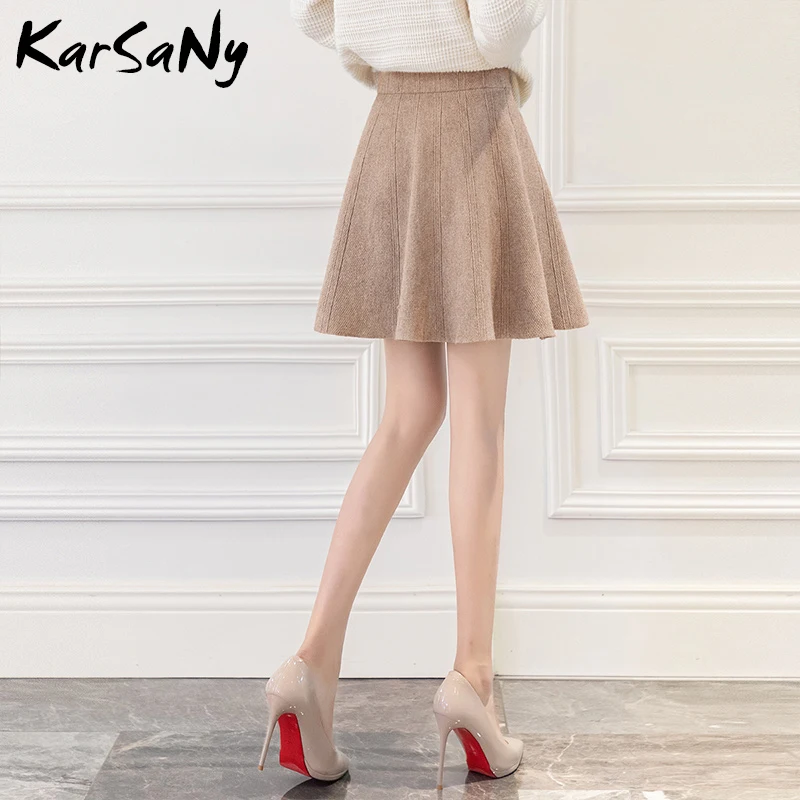 Юбка KarSaNy женская короткая трикотажная с завышенной талией школьная однотонная