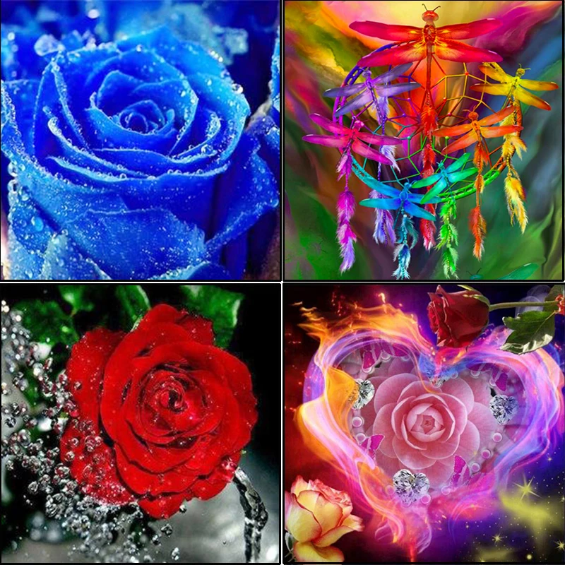 2020 полный квадрат/круглый цвет роза Вышивка узор алмаз 5D DIY картины 3D крестиком