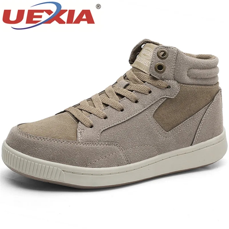 Мужские теплые зимние ботинки UEXIA Коровья замша парусиновые меховые кроссовки