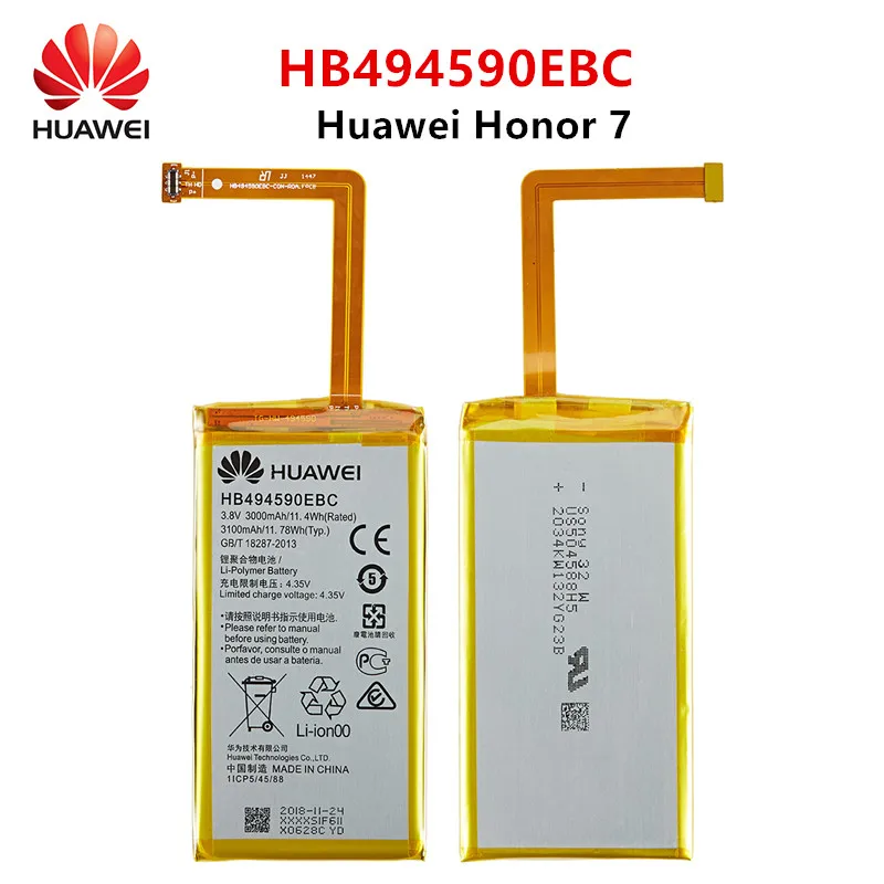 Hua Wei 100% Orginal HB494590EBC 3000mAh Battery For Huawei Honor 7 Glory PLK-TL01H ATH-AL00 PLK-AL10 G628 Batteries +Tools | Мобильные