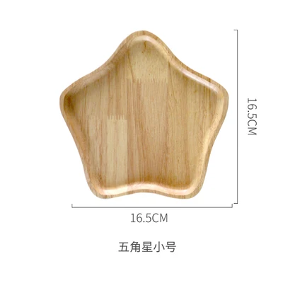 04 Japan Style Wooden plate love breakfast plate western bread plate star snack plate oak grid Tray - Цвет: 04