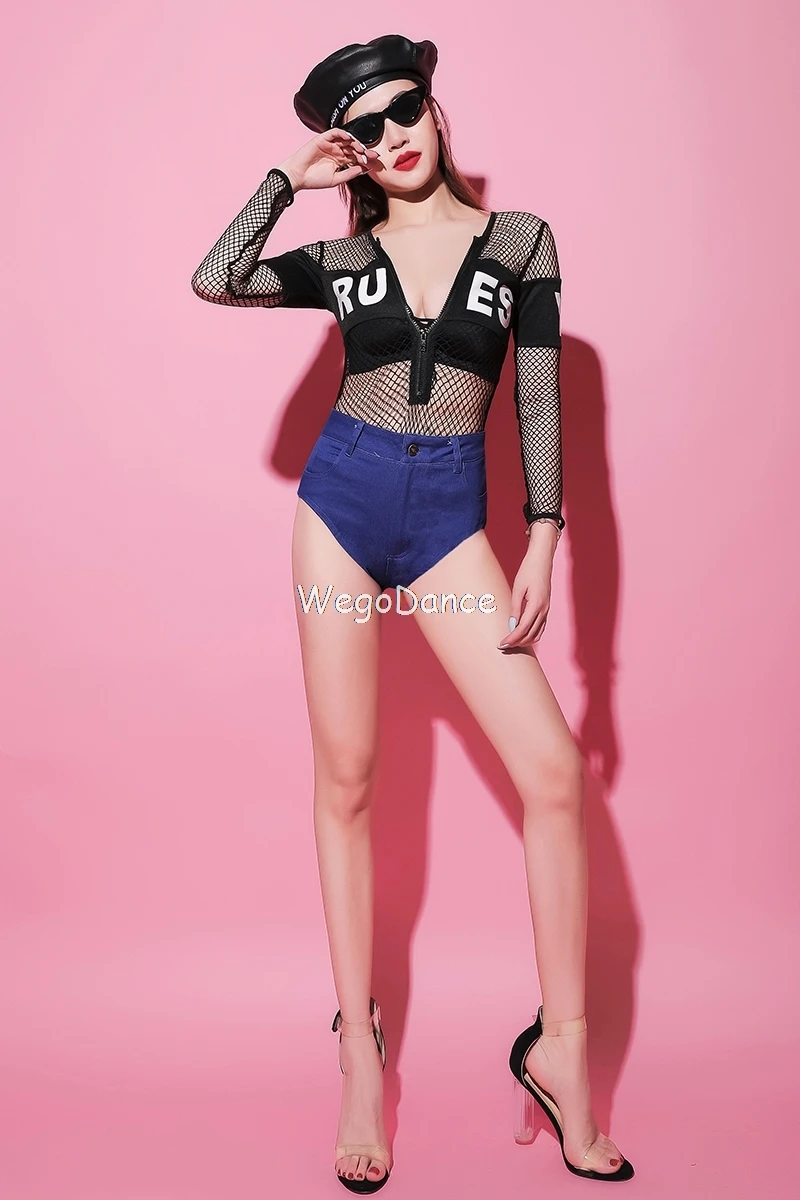 

Ds Costumes Gauze Perspective Sexy Female Hip-hop Dj Female Lead Dancer Clothing Nightclub Bar Gogo Dress Costumes