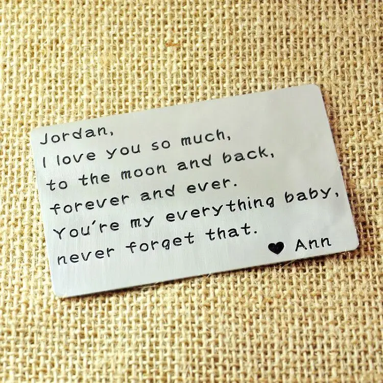 

Personalized Wallet Insert Card Engraved Wallet Inserts Custom Message Card Birthday Gift for Boyfriend Husband Anniversary Gift