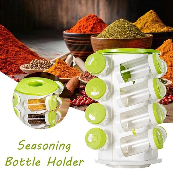 Spice Jar Pepper Shaker Box Seasoning Cans Salt Cruet Plastic Bottle Kitchen Rack Set 16Pcs Jars + 1Pc Holde | Дом и сад