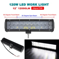 12 inch 120w cold white 6500k led flood spot combo car work light bar offroad light driving lamp for truck suv 4x4 4wd atvs