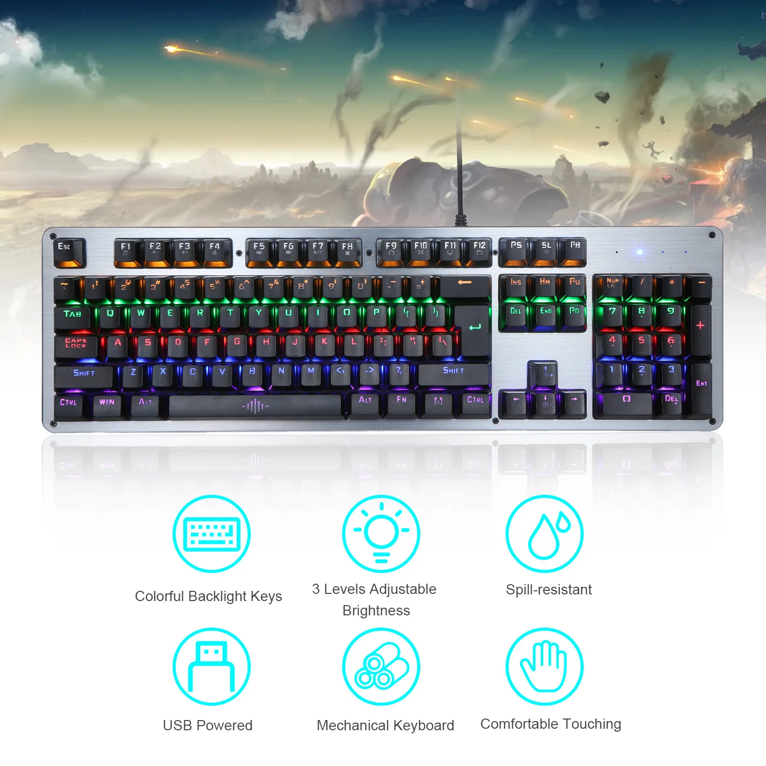 Клавиатура игровая с подсветкой 3 уровня яркости 104 клавиш USB | Компьютеры и офис